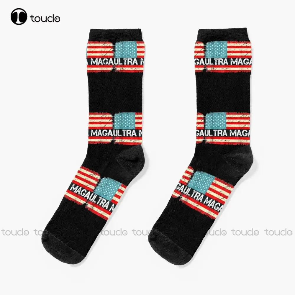 Ultra Maga Flag 2 Socks Cute Socks For Women Personalized Custom Unisex Adult Teen Youth Socks Custom Gift New Popular Casual