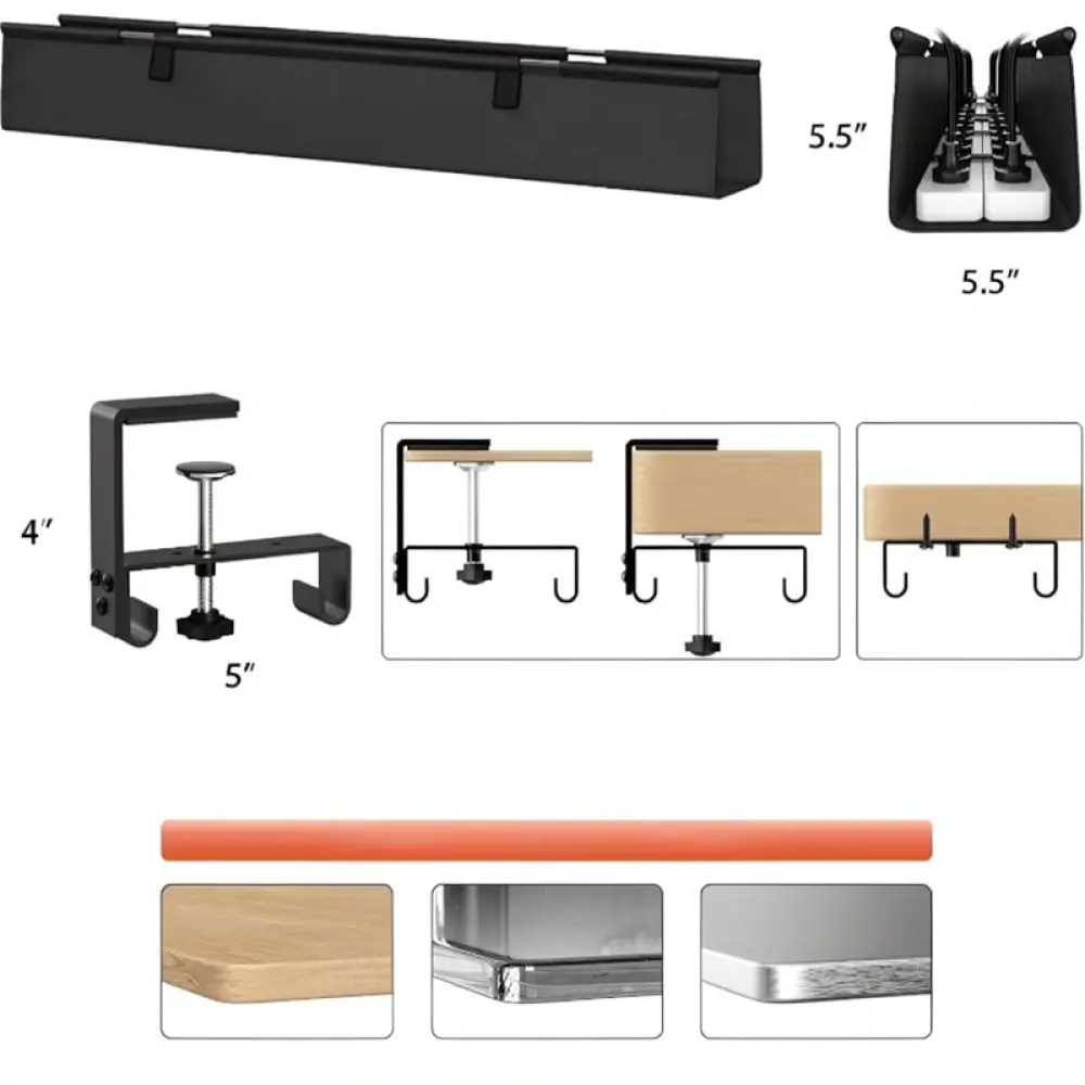 Desktop Cable Organizer Rack Punch Free Power Strip Holder Wall Mount Hanging Storage Shelf For Bedroom Home Office Black