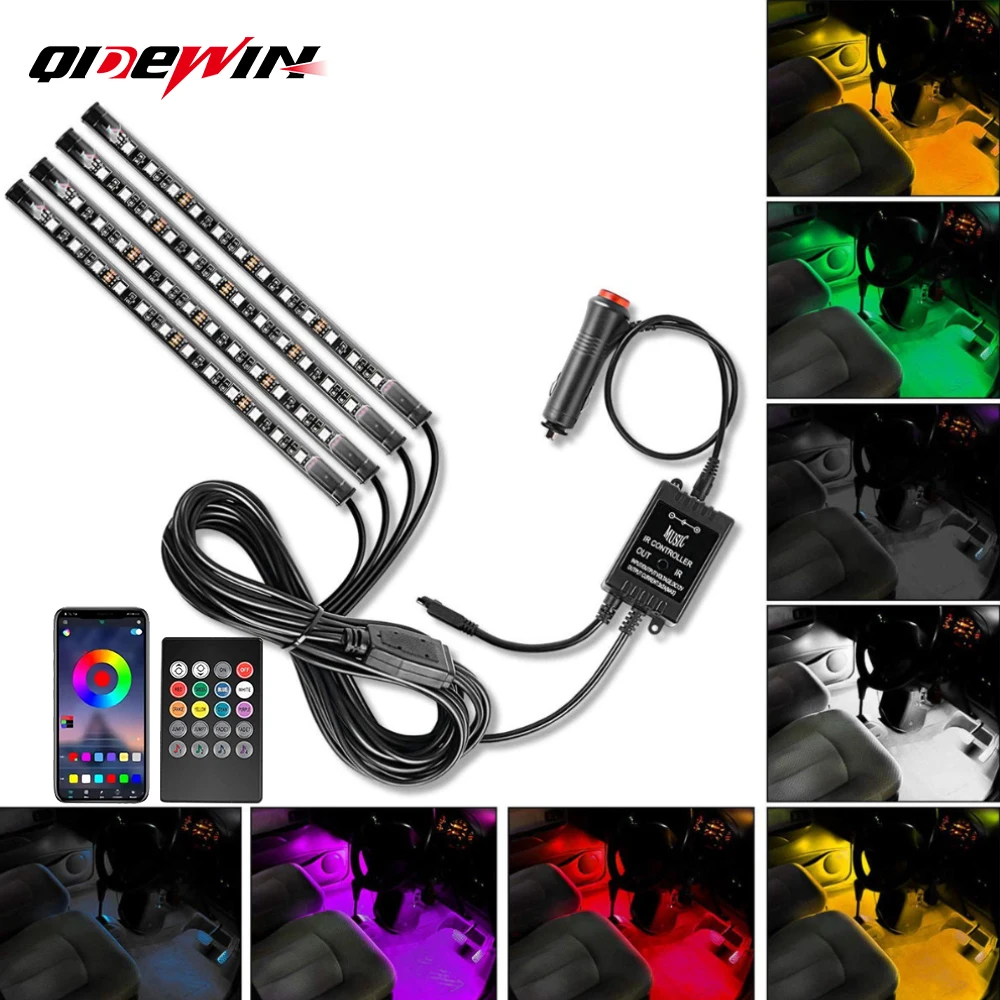 36 LED 48LED Car Light Strip Interior Atmosphere Neon Lamp Remote Control Car Inside Atmosphere Lamp Foot Lamp Cigarette Lighter