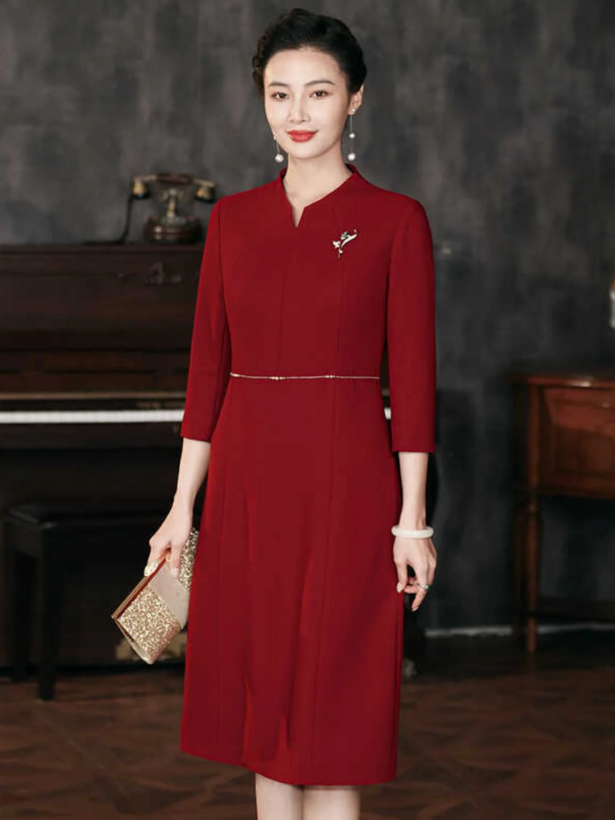 

Elegant Fashionable Wedding Dress for Mothers of the Bride High-End New 2026 Model Versatile Mid-Length Dress for Everyday Wear