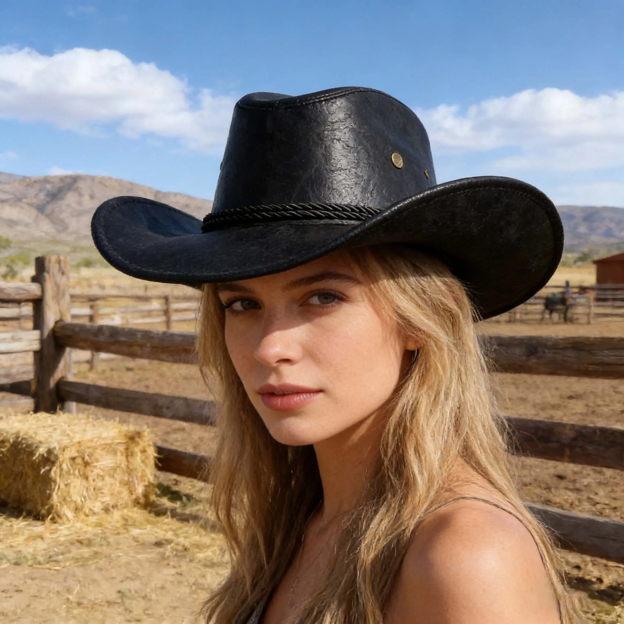 Noble Denim Hat With Delicate Suede Like Texture, Solid Color Curled Brim And Farmer's Crease Shaped Denim Hat, All Season Style