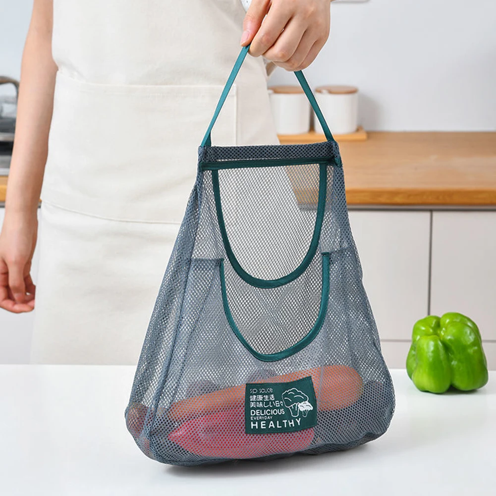 Fruit Vegetable Storage Bag Reusable Shopping Handbag Washable Eco Friendly Hollow Net Portable for Garlic Potatoes Onion view 3