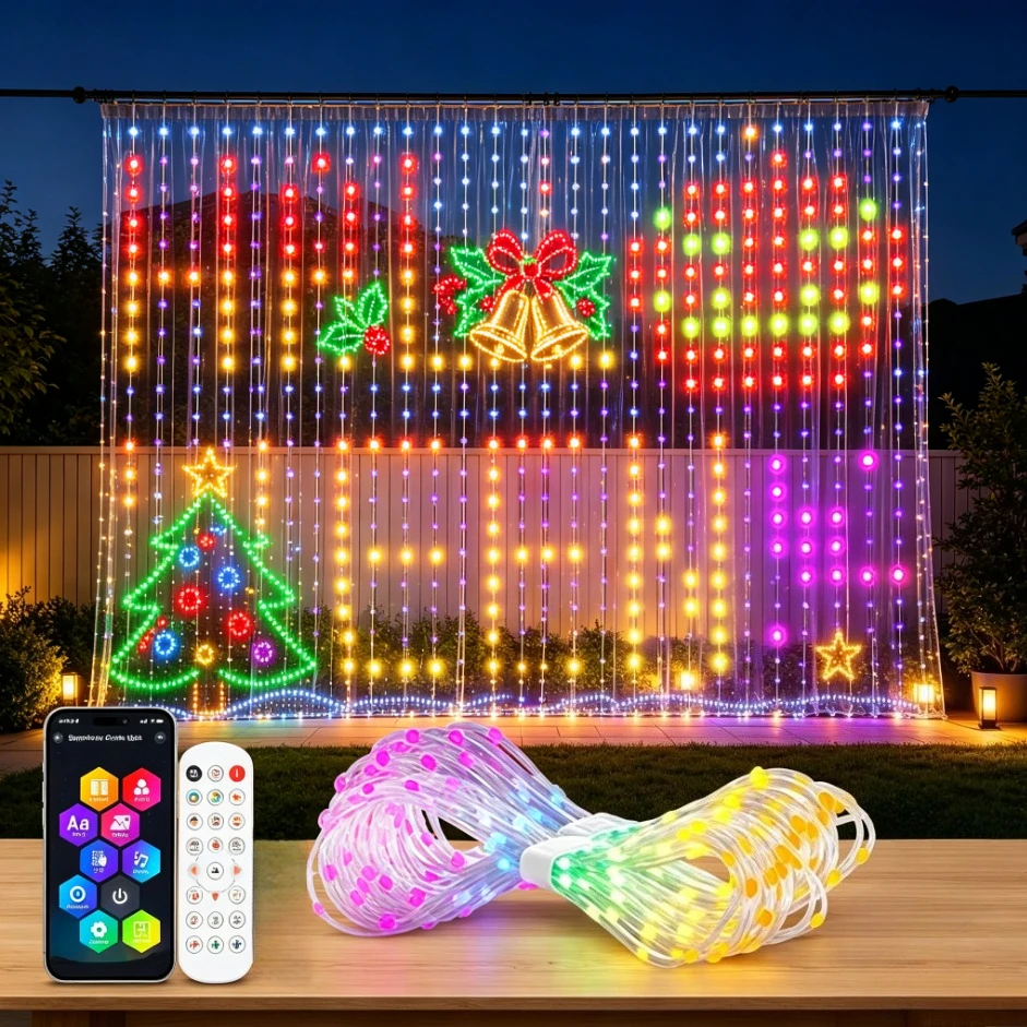 Lighting Christmas Decor - Smart LED Curtain Lights RGB APP
