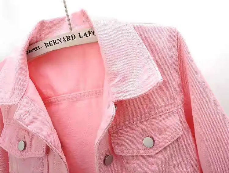 Women Denim Jacket Spring Autumn Short Coat Pink Jean Jackets Casual Tops Purple Yellow Purple Blue Loose Tops Lady Outerwear 12