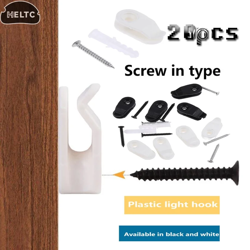 20Pc Plastic Outdoor String Lights Clips Screw-in Plastic Hangers Lights Hanger Hooks For Plant Baskets String Lights Decoration