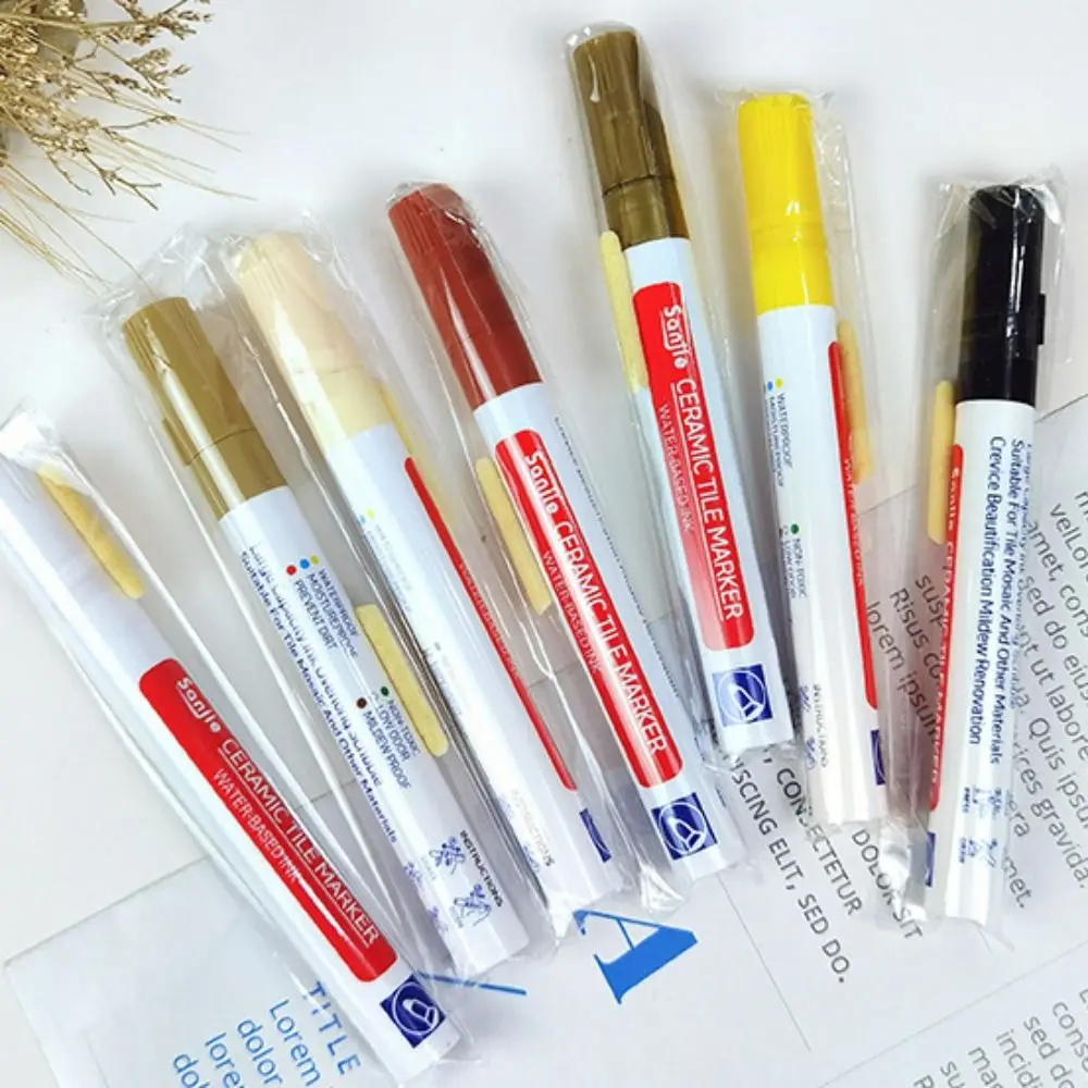 White Tile Marker Grout Pen Waterproof Inkiness Wall Seam Pen 10 Color Optional Single Head Ceramic Tile Beauty Stitching Pen