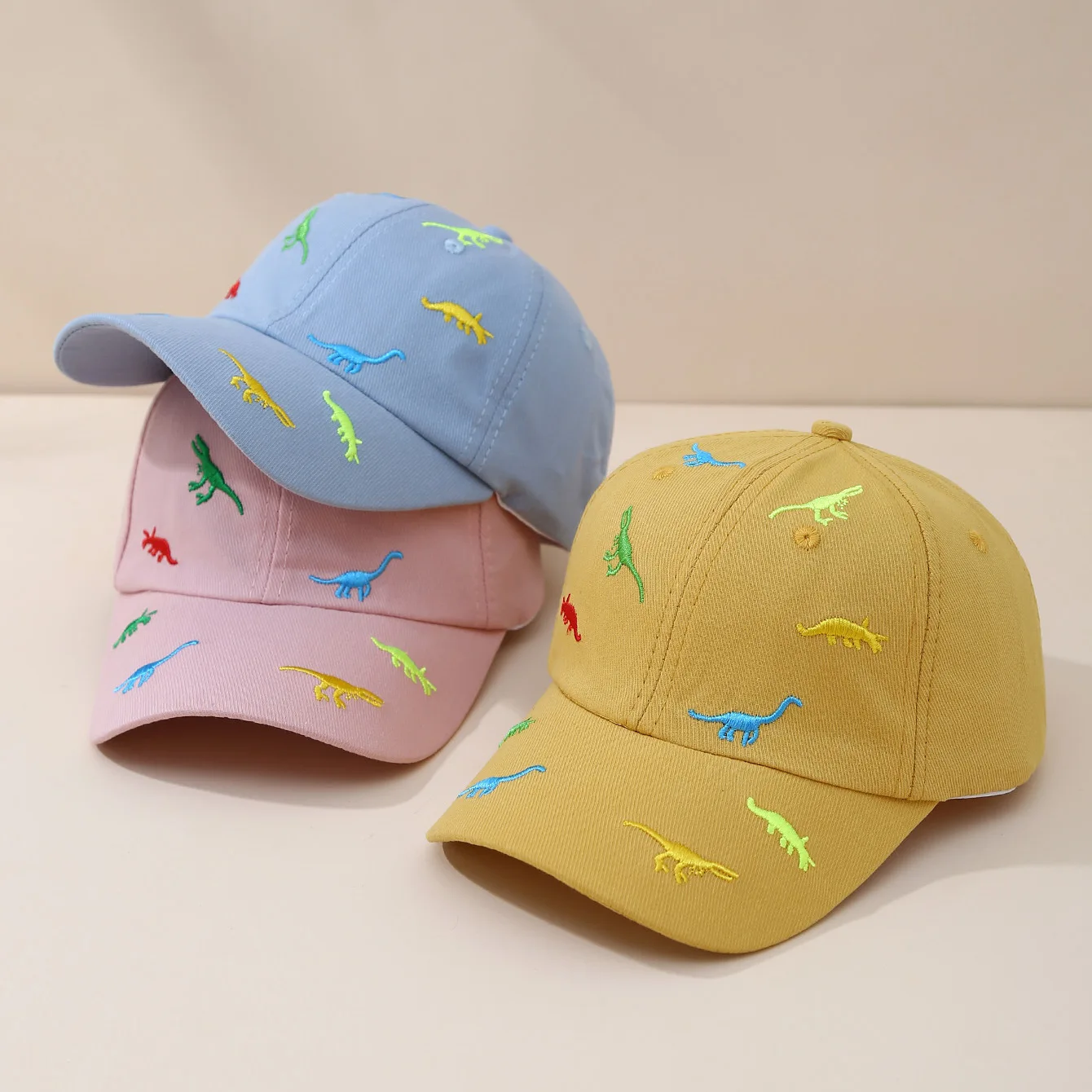 

2025New Cartoon Dinosaur Embroidery Baby Cap Summer Kids Baseball Cap Outdoor Adjustable Infant Boy Girls Sun Hats