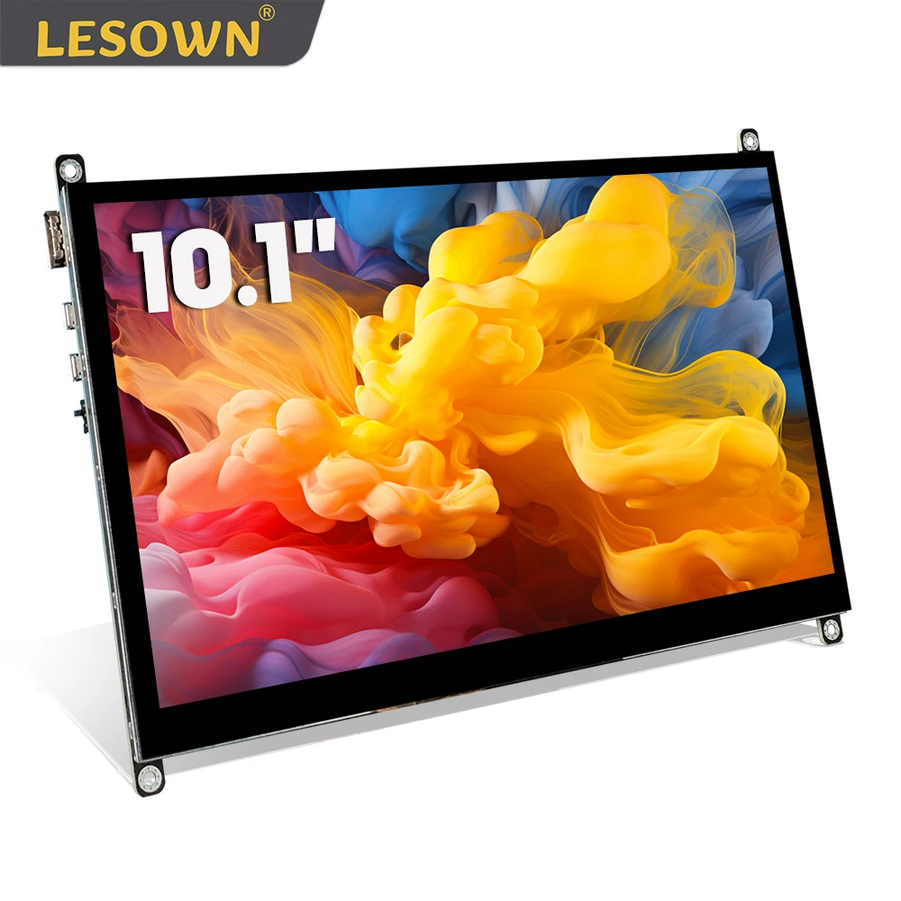 LESOWN Small HD Display 10.1 inch Screen HDMI 1024x600 IPS Touch LCD Panel with Speakers Driver Board for Computer Raspberry PI