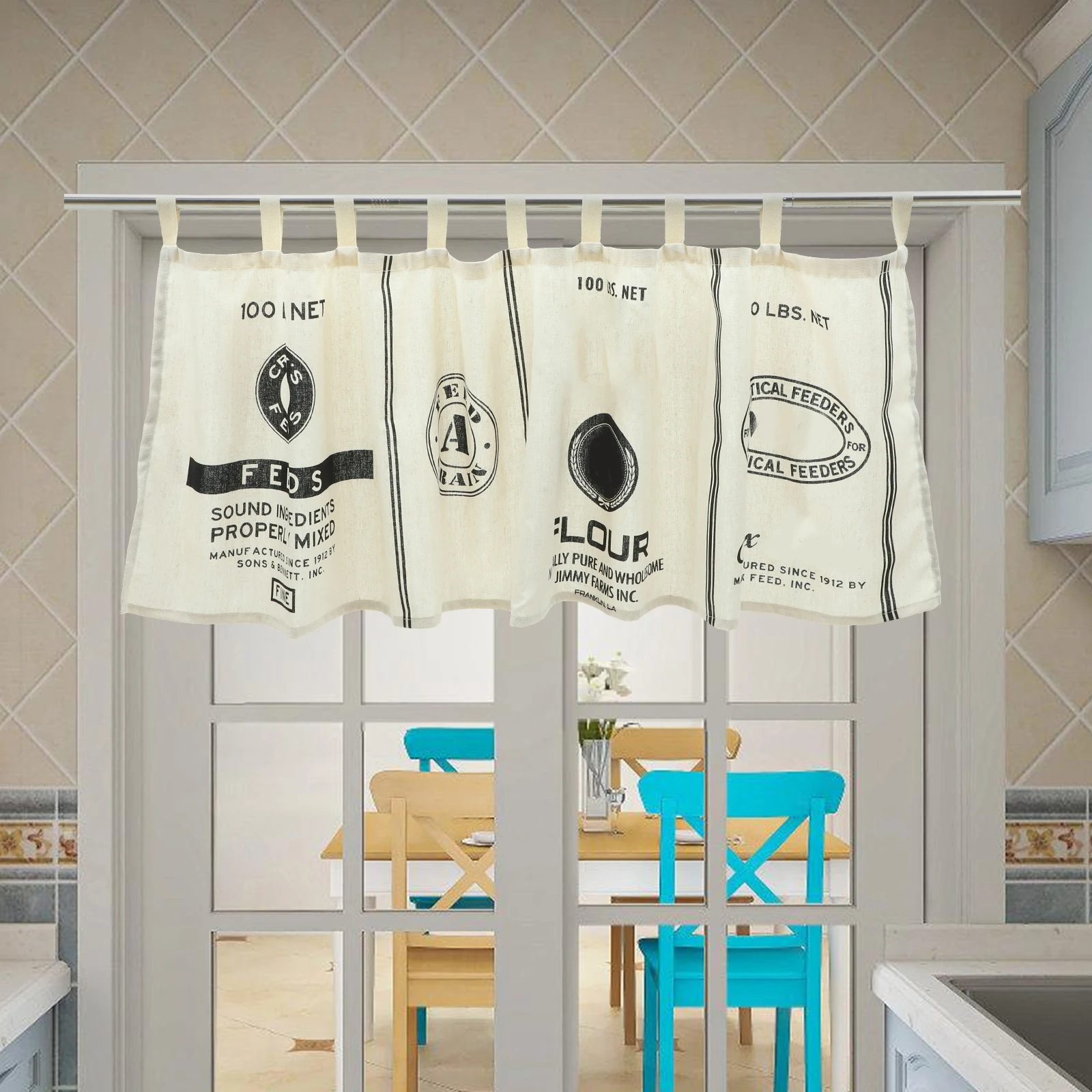 

Kitchen Curtain Vintage Farmhouse Valances Curtains Unlined Easy Care Machine Wash Heavy Fabric Shading Privacy Sun Protection