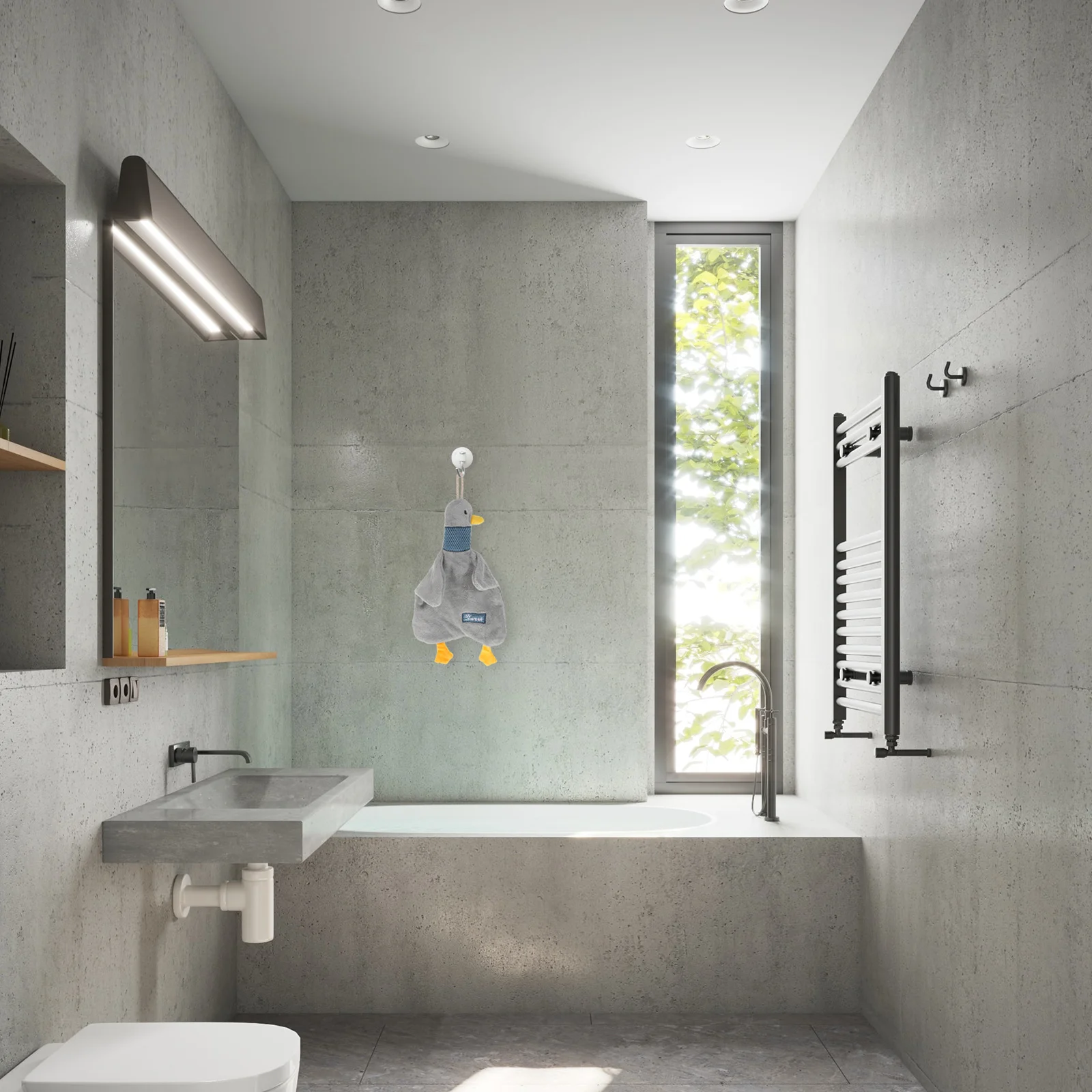 منشفة يد على شكل بطة كرتونية ماصة من الصوف المرجاني للحمام والمطبخ معلقة على شكل حلقة منشفة يد مزخرفة للحمام #3