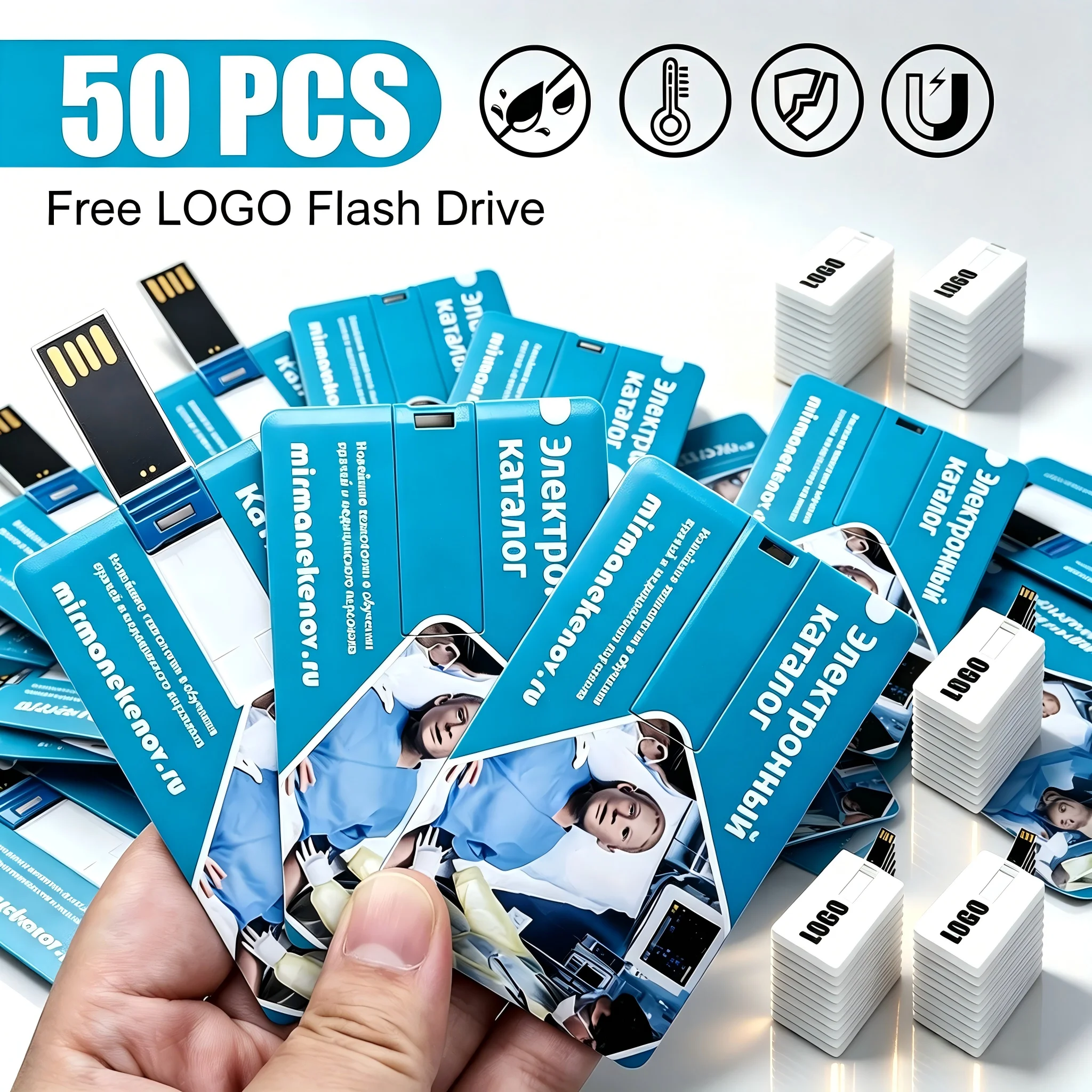 50pcs/lot Logo Customized Credit Card 16GB 32GB 64GB USB Flash Drive USB 2.0 Pendrive 4GB 8GB Memory Stick Pen Drive for Gifts