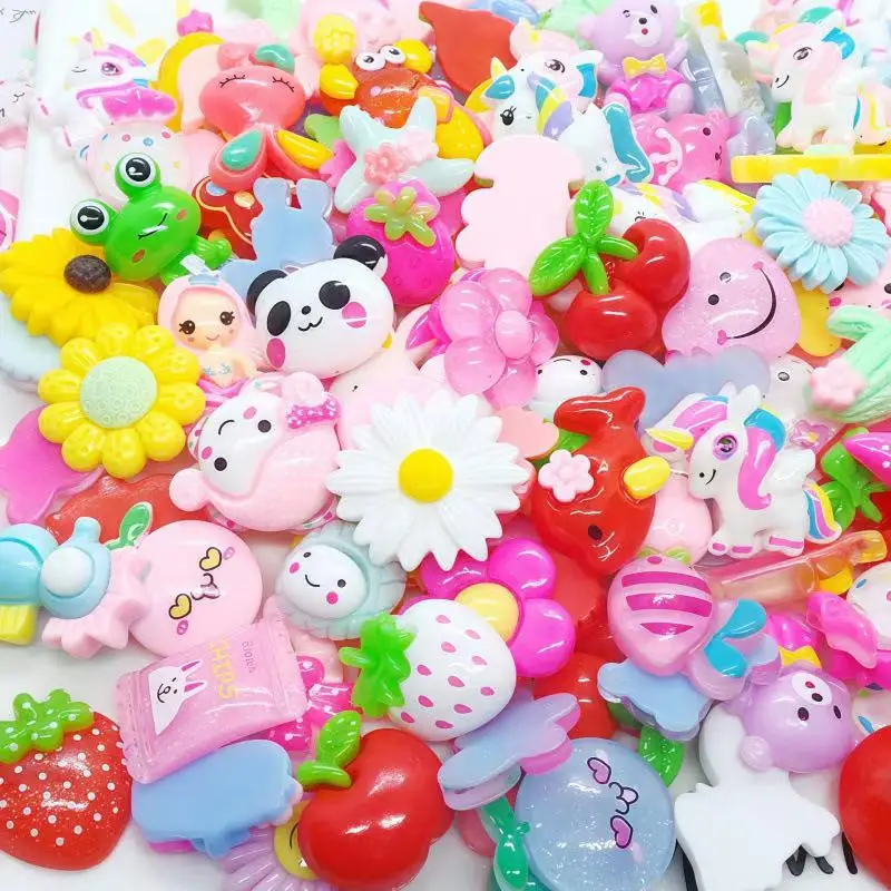 

Cartoon mixed resin jewelry accessories, handmade DIY hair accessory materials, cream glue phone case patches