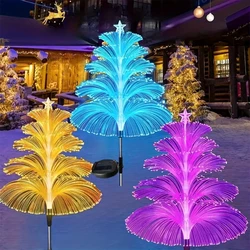 Solar Garden Lights Outdoor Waterproof Jellyfish Light with Star 5 Layer Optical Fiber 7 Color Changing Lights Christmas Decorat