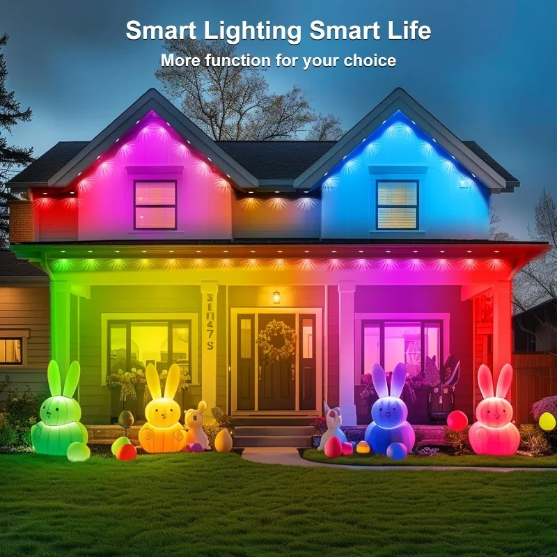 Permanent Outdoor Light, Smart RGB Northern Lights Outdoor Light, 100ft with 72 LED Eave Lights