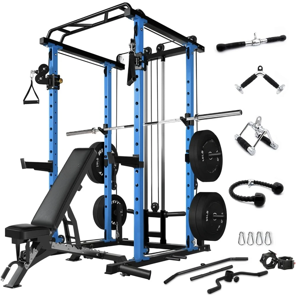 

Multi-Function Squat Rack Power Cage PPC03 with Cable Crossover System, 1000LBS Capacity Power Rack and Packages