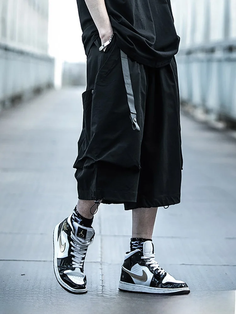 

AOGZ Summer Men's Loose Wide Leg Pants Thin Sport Functional Workwear Shorts Casual Loose Fit Polyester Fiber Straight Tube