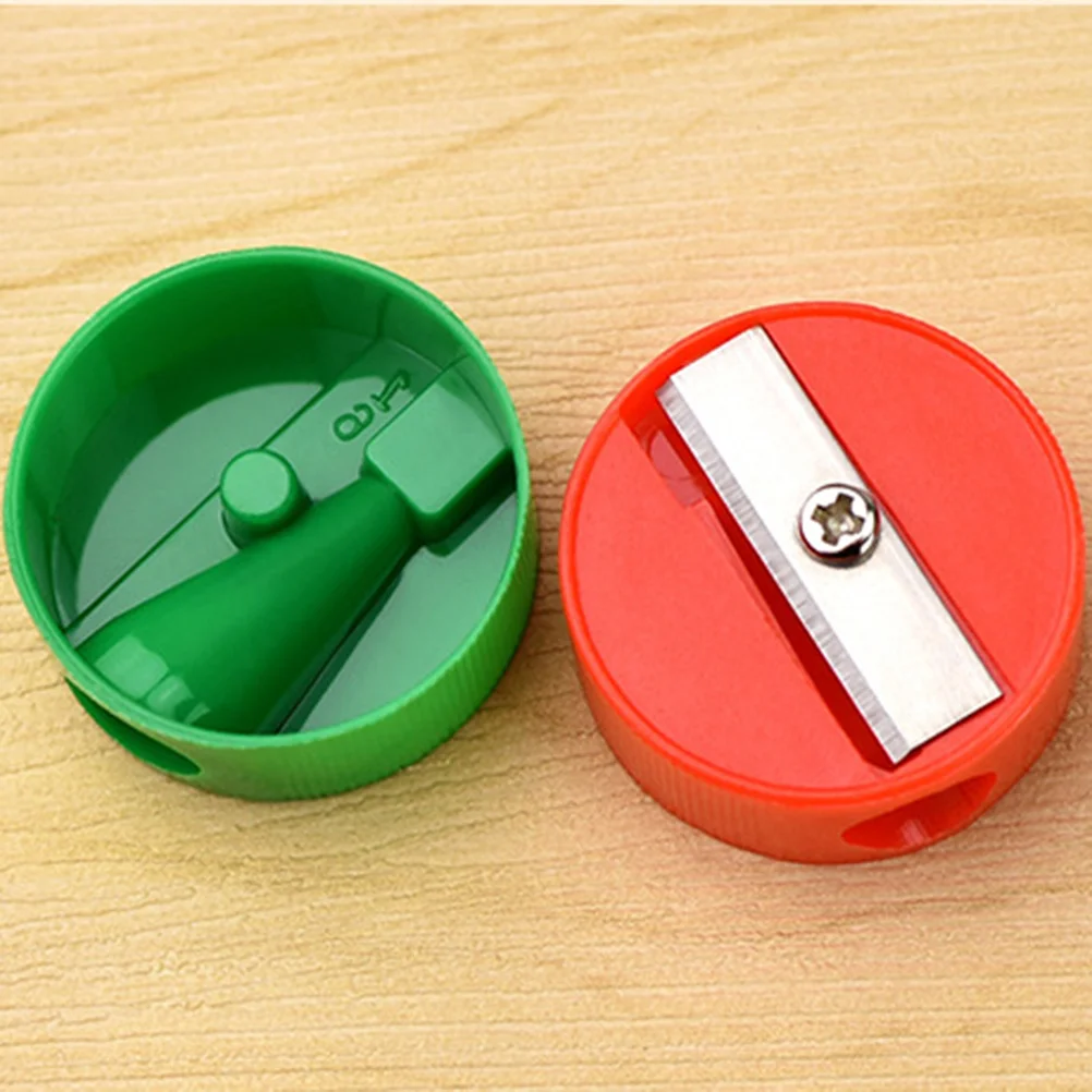 100pcs Plastic Round Design Sharpener Pencil Sharpener Handheld Sharpener Students Stationery Supplies for Kids Children (Random