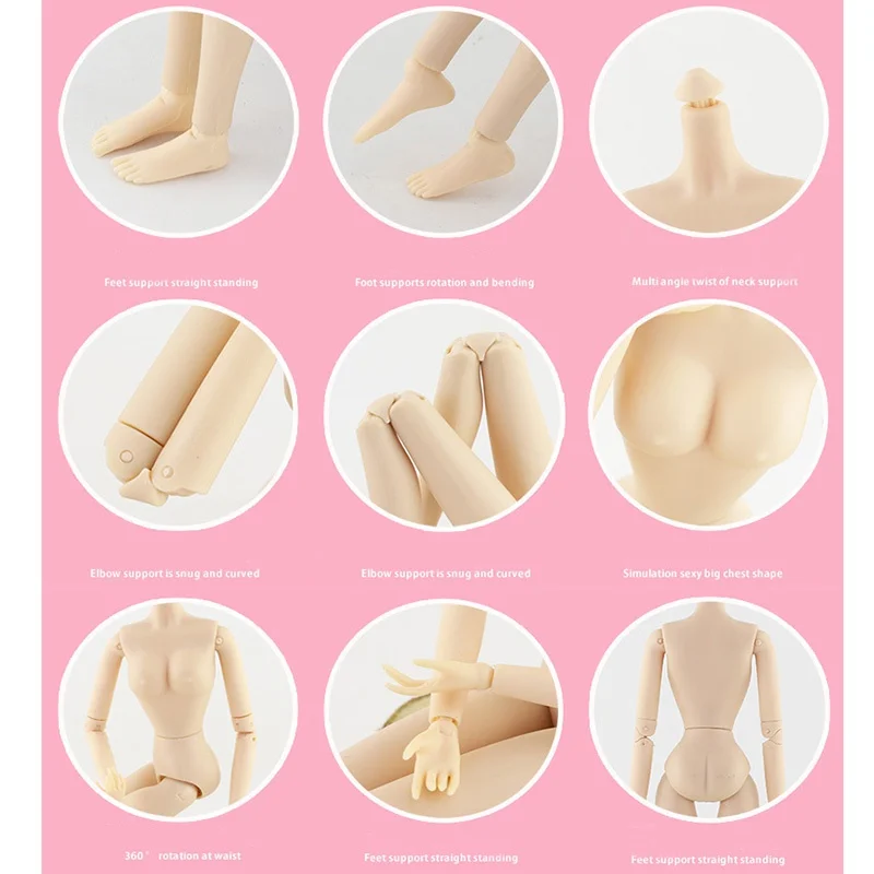 30cm Girls Princess Doll Barbi Doll 28 Joints Moveable Doll Model Smiley Doll Toys for Girls Gift