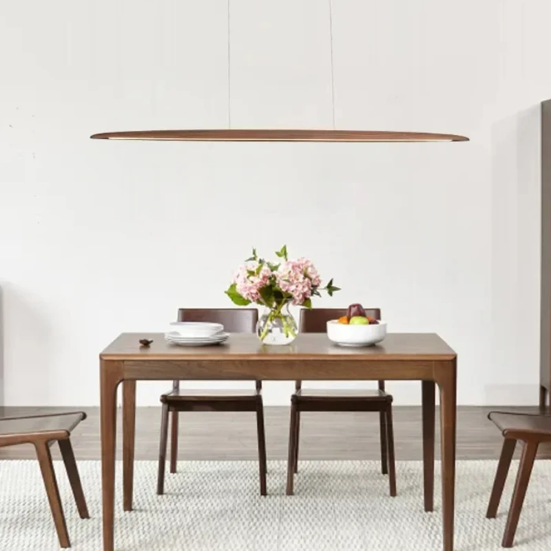 

Nordic Style Long Walnut Pendant Lights Minimalist Hanging Lamp Living Dining Room Teahouse Vintage Decor Indoor Lighting