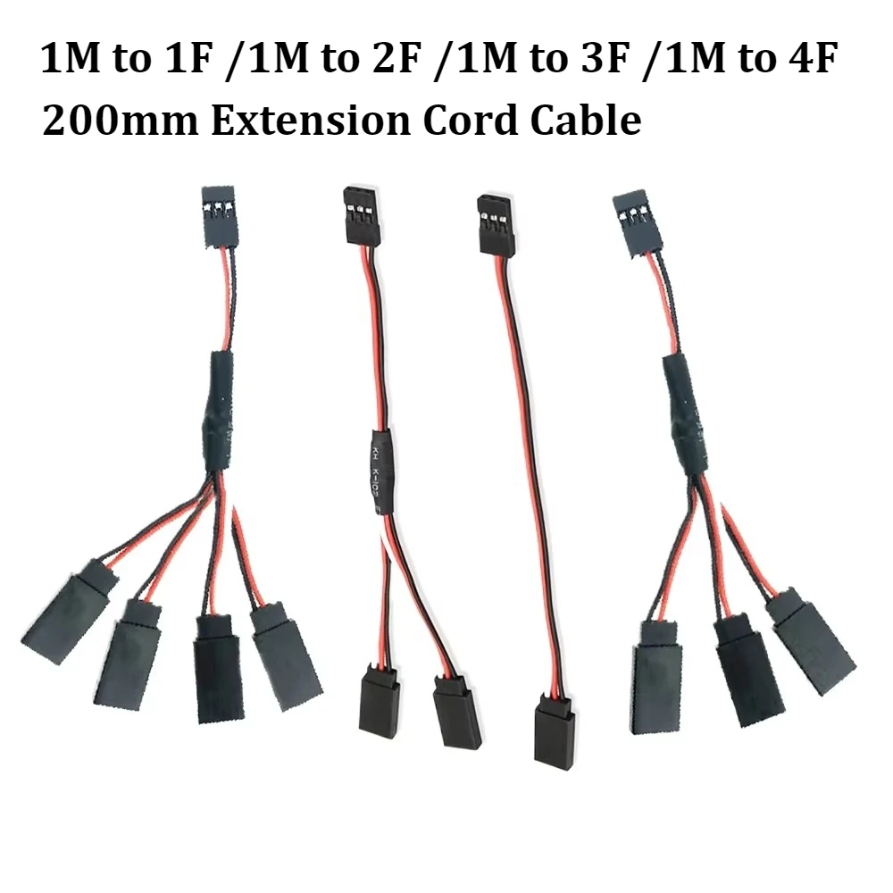 Servo Extension Cable 200mm Futaba 3 Pin JR Plug Splitters Male To Female for RC Car Aircraft 2/1 Trailer 3/1 Trailer 4 Y-lines
