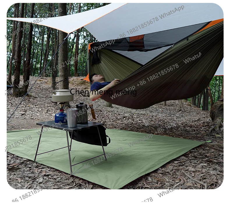 Outdoor Camping Hammock with Mosquito Net: Extra-Large Ridge Rope + Anti-Rollover, Bushcraft Quick-Open Mosquito-Proof