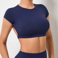 Sports Muscle Back Tee Without Padded Women Backless Sports Shirts Workout Gym Training Yoga T-Shirt Outdoor Open Back Tops - Image 5