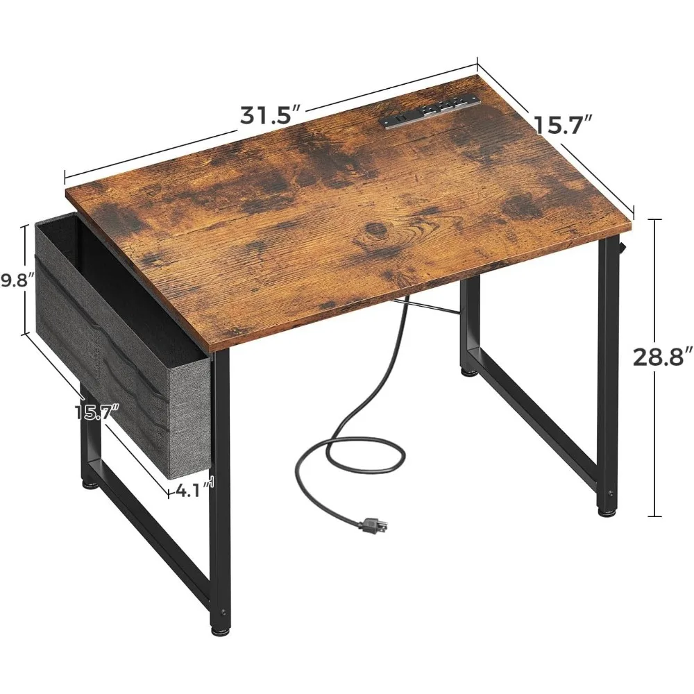 32 inch Small Computer Desk Study Table for Small Spaces Home Office Rustic Student Laptop PC Writing Desks