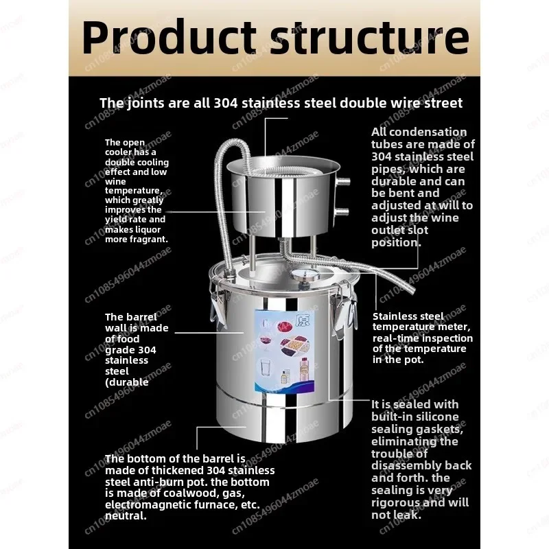 

10L Water Alcohol Distiller Stainless Steel DIY Moonshine Equipment for Whisky Wine Still Home Brewing Kit