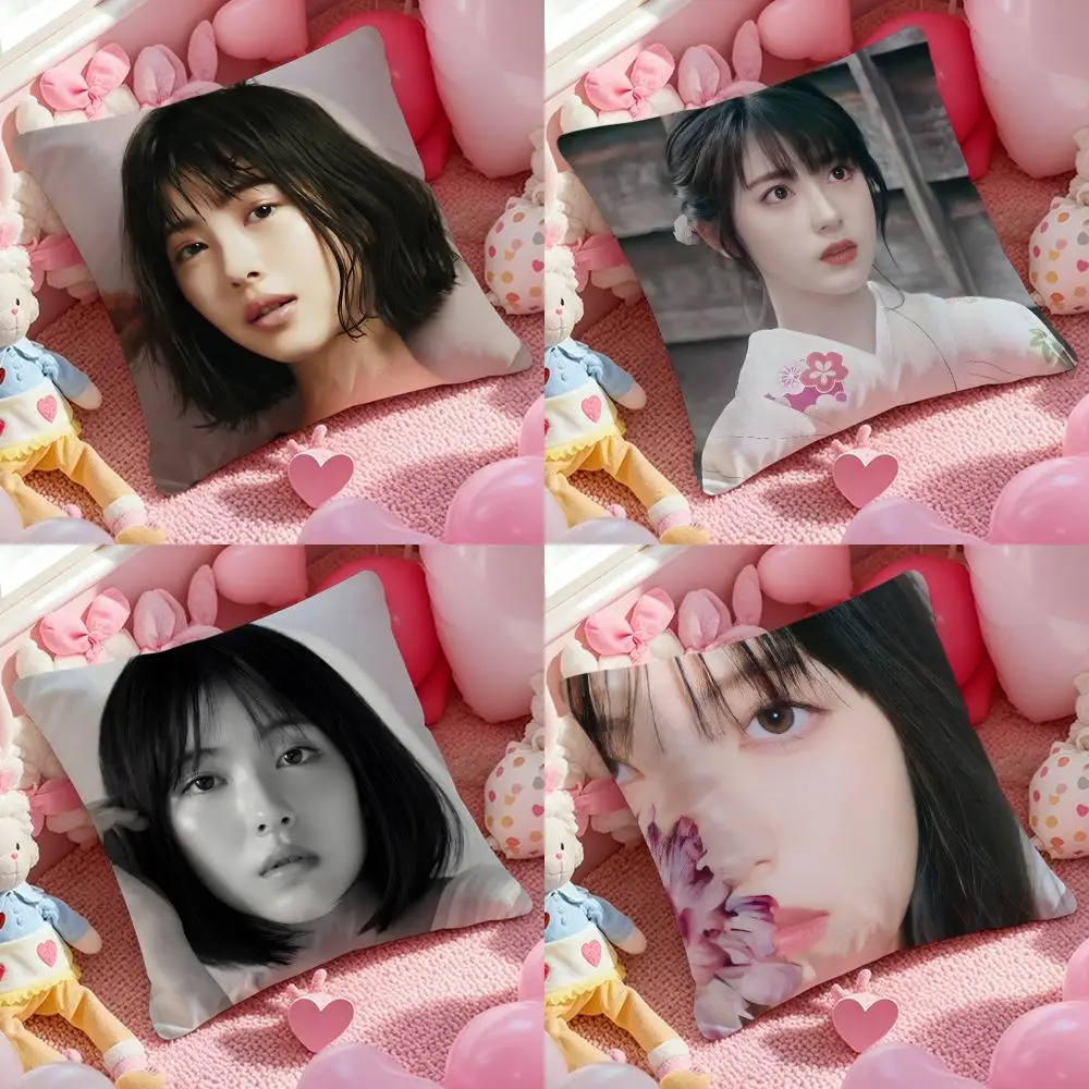 Minami Hamabe Actor Cushion Cover Anti-dustmite Pillowcase Invisible zipper silky short plush Sofa cushion cover