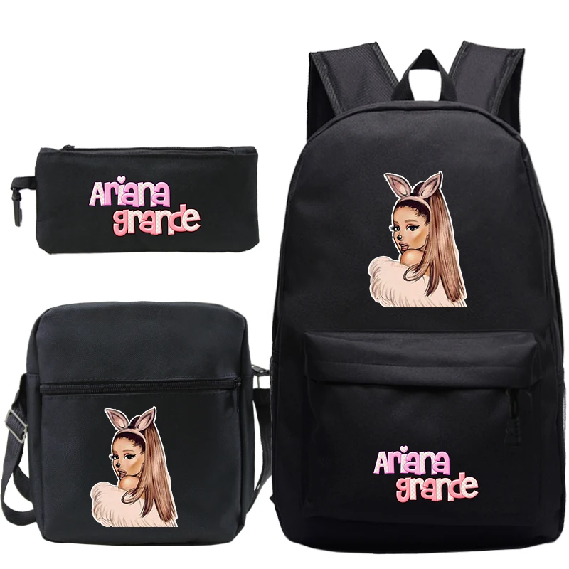 Imagem -03 - Moda Ariana Grande Mochila Peças Conjunto Meninos Meninas Bolsa de Escola Crianças Livro Mochila Presente Mochila Mais Shouder Bolsa Mais Caneta na