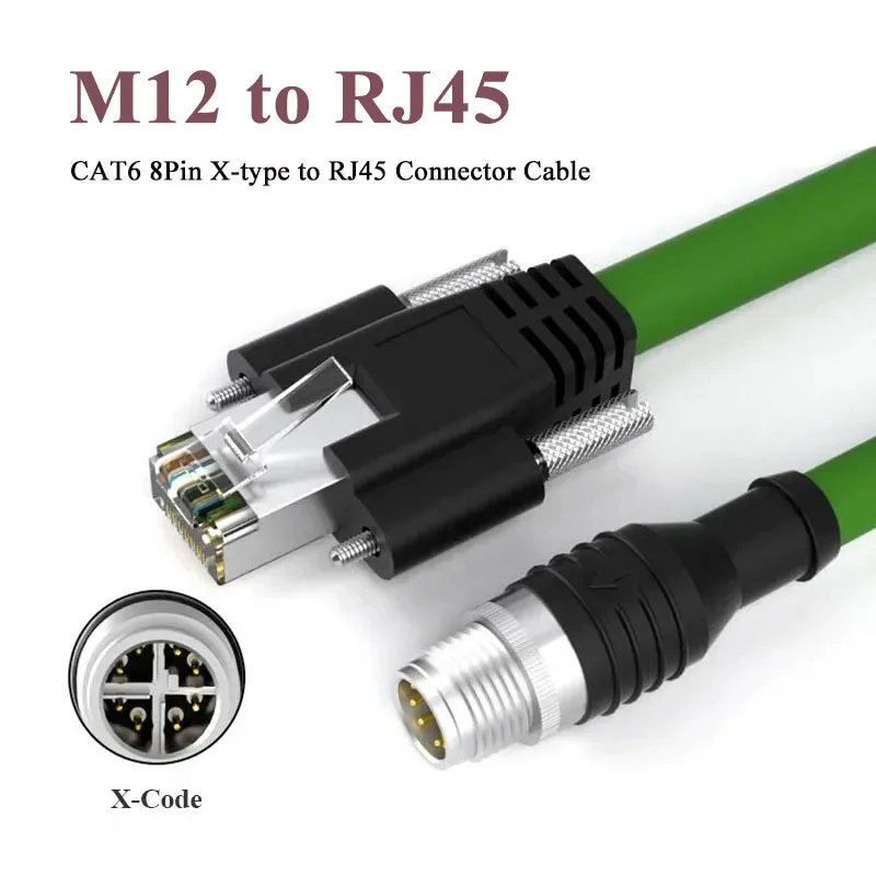 

Соединительный кабель M12 8-контактный X-типа к RJ45 с замком для промышленной камеры. Высокая гибкость. Экранированная сетевая линия CAT6 Rj45 к M12.