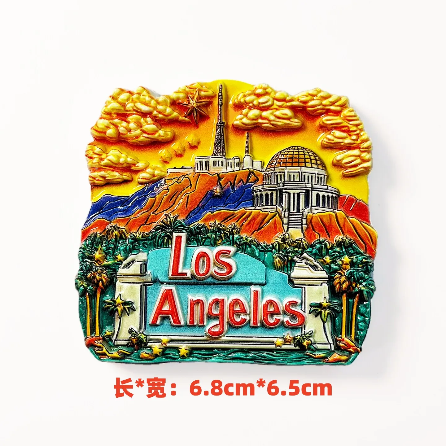 Los Angeles, Hollywood, Griffith Observatory, Santa Monica Pier, Tourist Souvenir Magnetic Refrigerator Magnet view 5