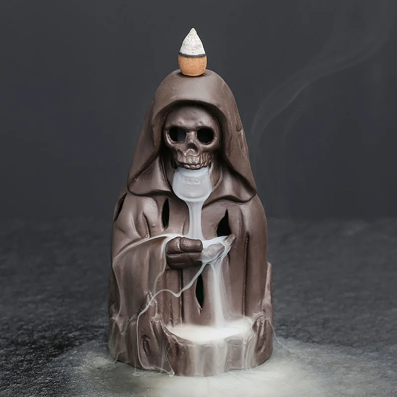 

Purple Sand Halloween Funny Backflow Incense Burner Creative LED Ghost Home Decoration Ornament Backflow Aromatherapy Burner