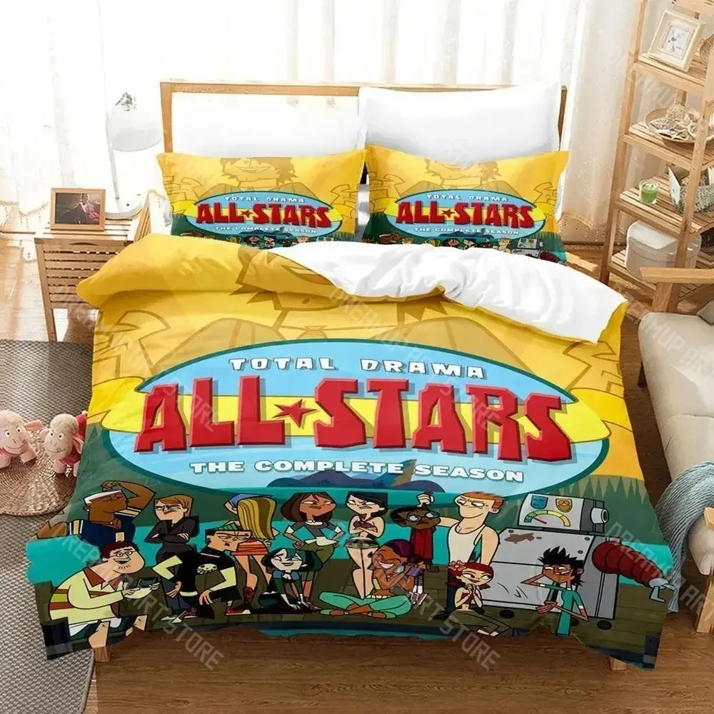 3D Printed Total Drama Island Bedding Set for Boys Girls Duvet Cover Pillowcase Twin Queen King Full Single Double Sizes