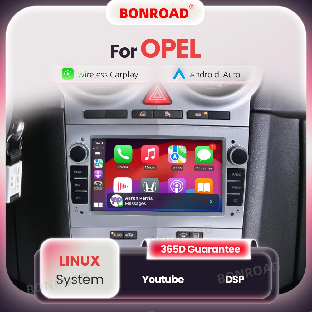 BONROAD Schermo Touch da 7 Pollici con Carplay Wireless per Opel Antara Corsa Meriva Vectra Zafira, Autoradio Multimediale con GPS