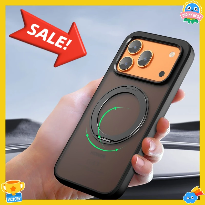 

For Honor 600 / 600 Pro 5G Global Magnetic Case ELVEV Matte PC + Soft TPU Anti-fall Back Ring Phone Cover