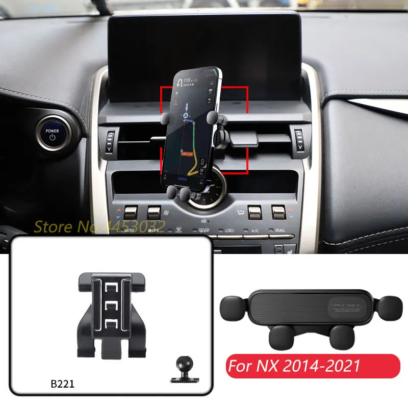 Car Phone Mount For Lexus NX 200t 200 2014-2021 Gravity Auto-Clamping Phone Stand with Base Horizontal Bracket Accessories
