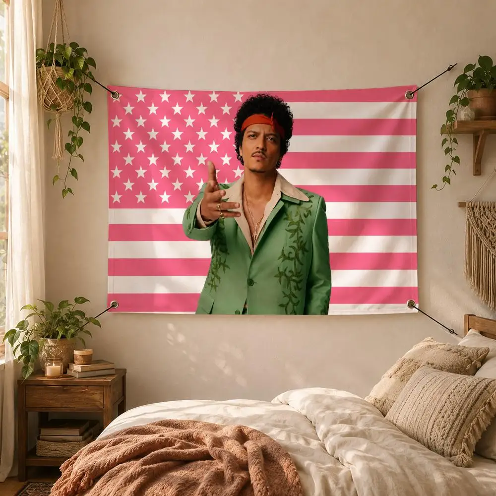 Pop Singer B-Bruno mars Flags Decorative Flag Banner for Outdoor Garden Yard Camping Party Home Wall Hanging Decor