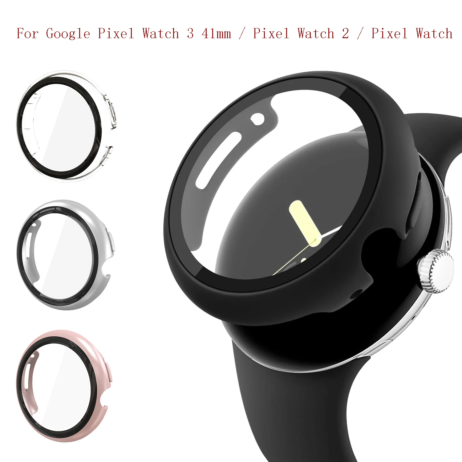 

Закаленное стекло + чехол для Google Pixel Watch 3, 41 мм, аксессуары, защитная пленка для экрана, рамка для ПК для Google Pixel Watch 2.