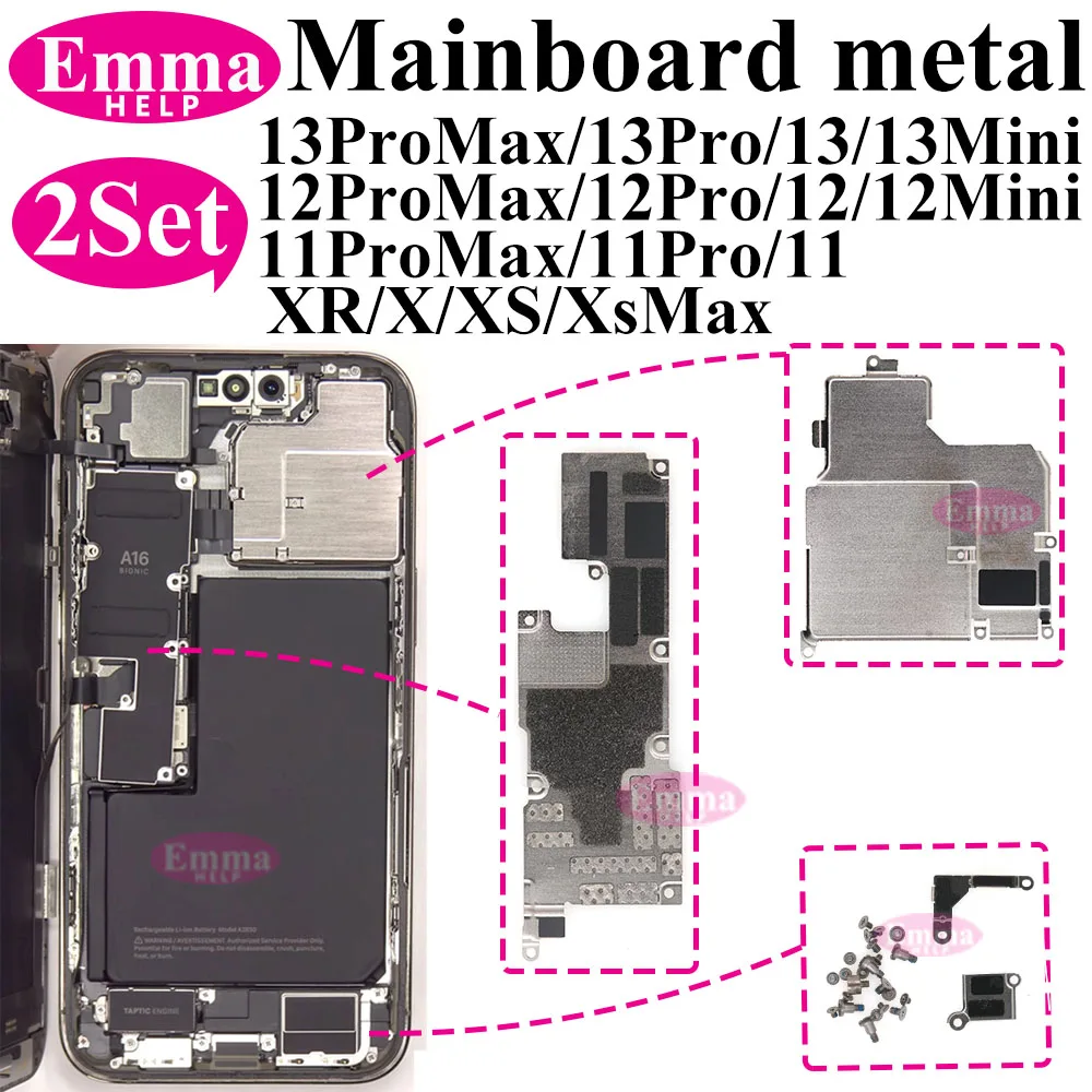 2Sets Inner Metal Parts Bracket Holder Clip Parts For iPhone 11 Pro Max 12 13 XS XR X Mainboard Cover inner Iron with Screws