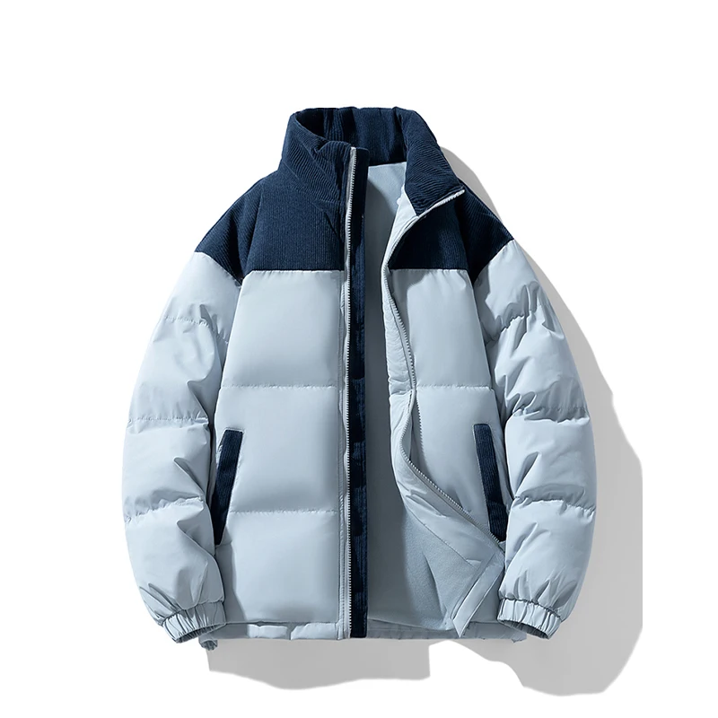 

Стеганые куртки женские зимние новые корейские стильные теплые куртки с длинными рукавами на хлопковой подкладке мужские пальто на молнии с воротником-стойкой