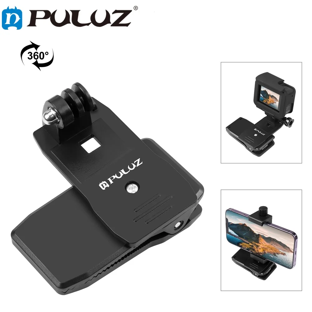 PULUZ 360 Degree Rotating Backpack Clip Mount For Insta360 X3/One X2 Cameras Strap Clamp Belt Holder Action Camera Accessories