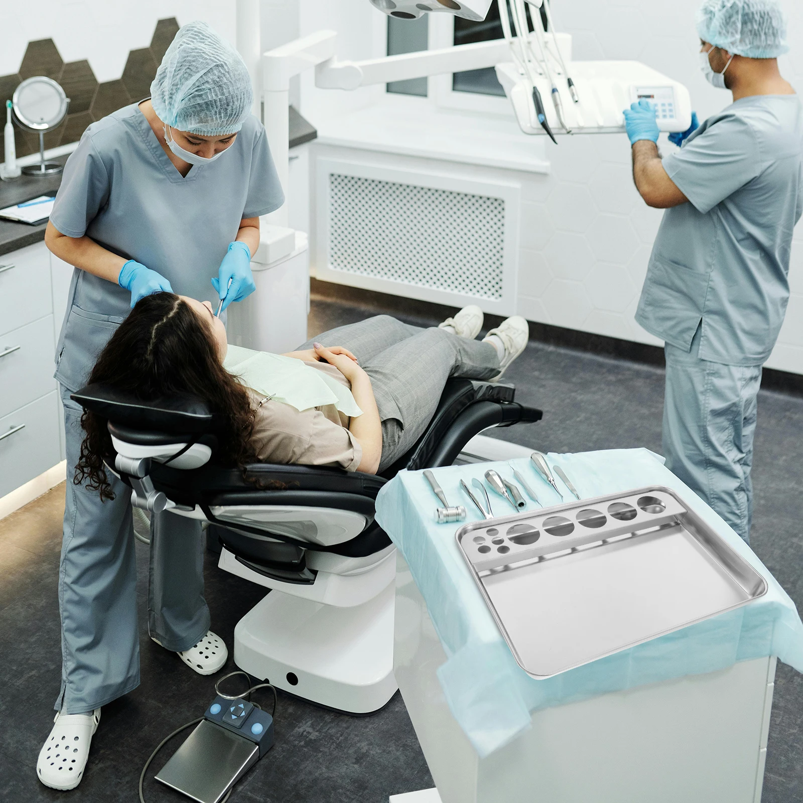 

Stainless Steel Therapy Tray Medical Equipment Clinic Instrument Extra Large Injection Medication Trays Prepare
