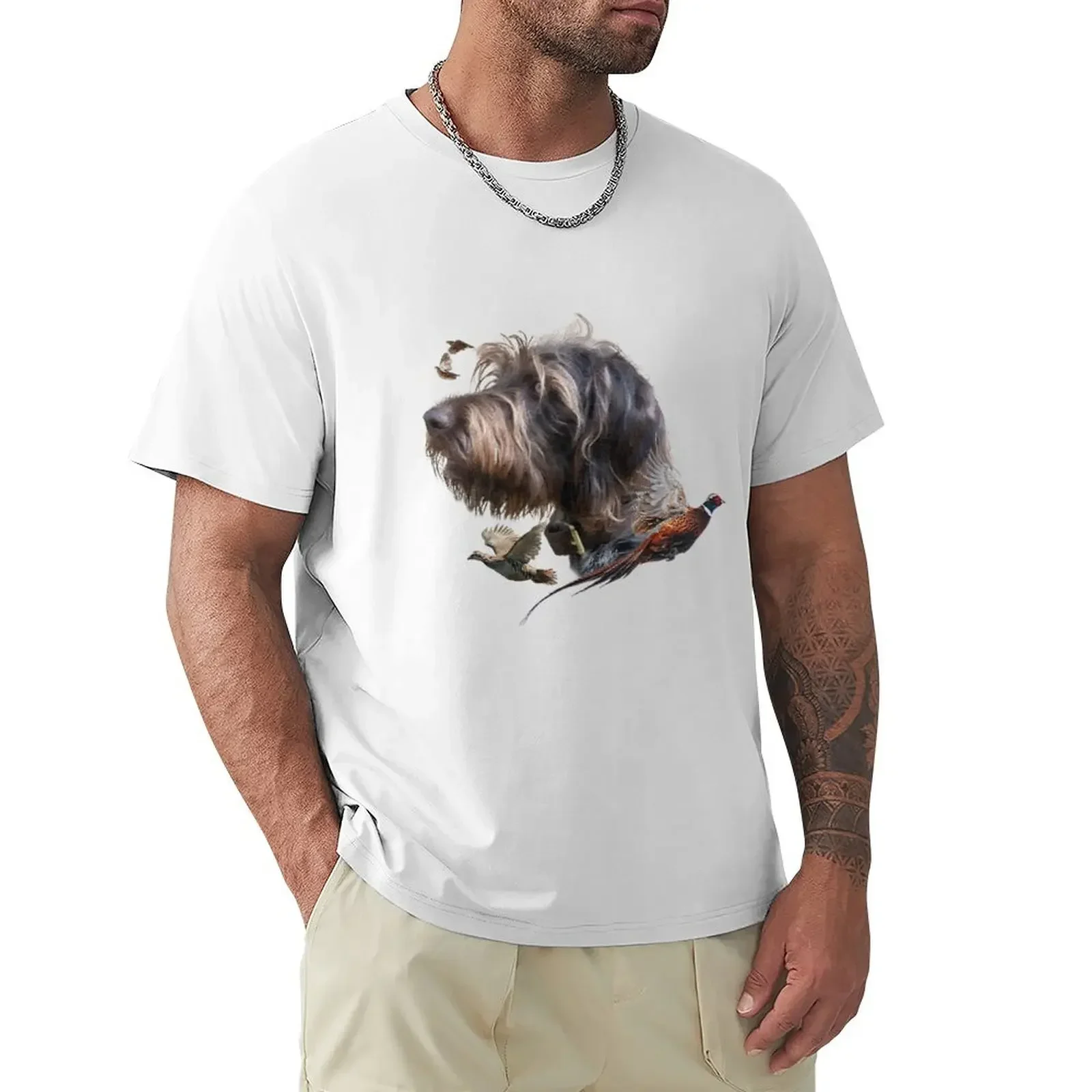 Duitse Wirehaired Pointer, jachthond T-shirt sublieme kawaii kleding Koreaanse mode schattige tops heren t-shirts casual stijlvol