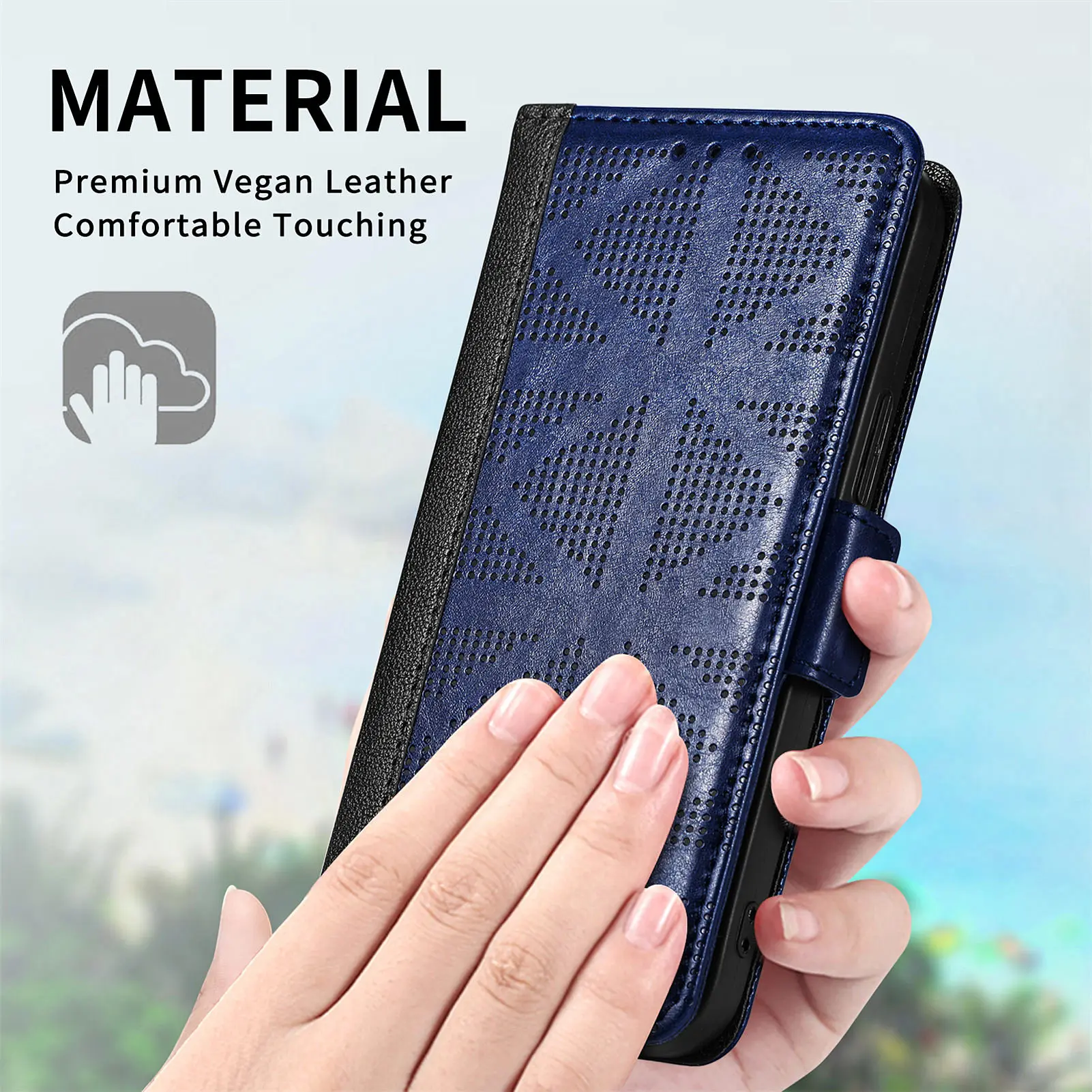 Non-Fingerprint Kickstand Leather Case for Samsung Galaxy S22 Ultra S22ultra 5G S21 FE S20 Plus Anti-Scratch Card Slot Cover