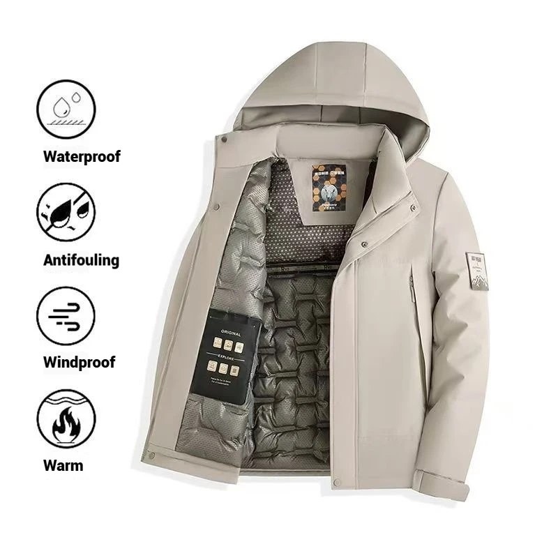 

Зимняя графеновая теплая хлопковая куртка для мужчин и женщин, пара в одном стиле, пальто с утолщенной шерстяной подкладкой и капюшоном, ветрозащитная парка для холодной погоды