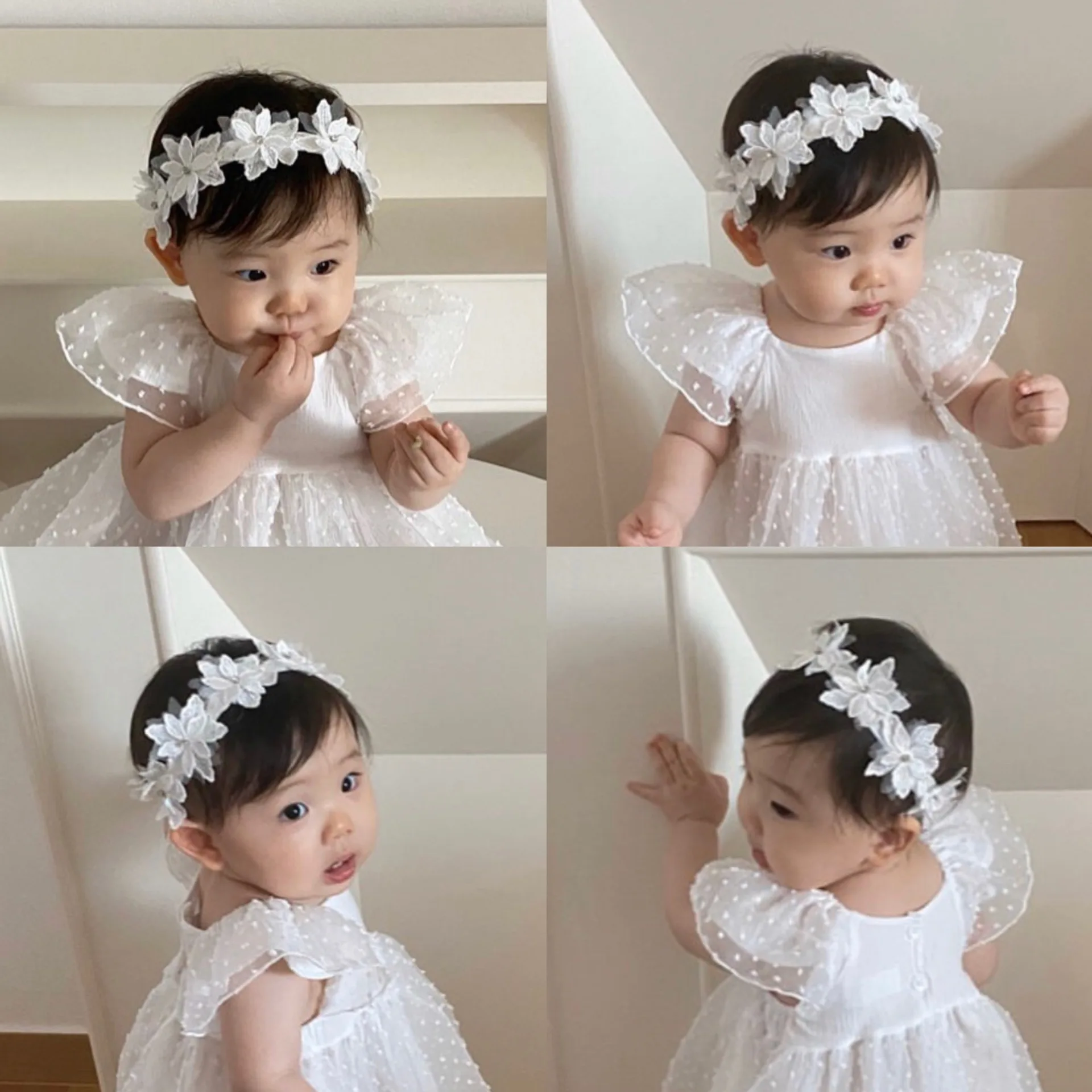 Baby Girls Flower Headband Newborn Tieback Bebe Princess Hair Band Infant Party Headwear Photo Props Gift Kids Lace Korean