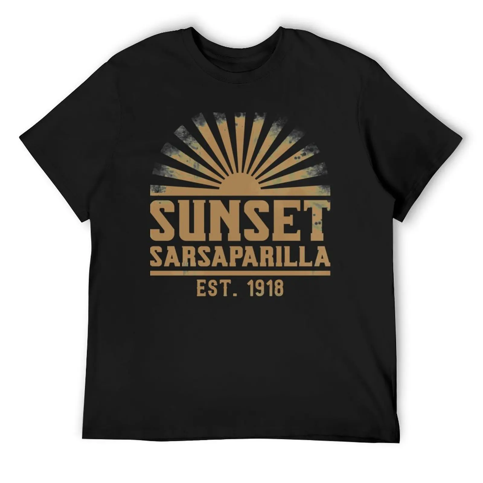 Sunset Sarsaparilla Logo [distressed desert tan] T-Shirt blue archive summer clothes tshirts for men