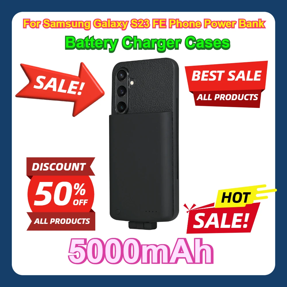 For Samsung Galaxy S23 FE Phone Power Bank Battery Charger Cases Wireless Power Bank Phone Accessories 5000mAh Battery Case