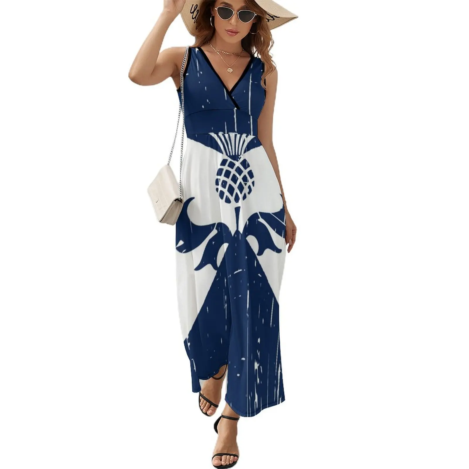 

Saltire Scottish Flag and Scottish Thistle Sleeveless Dress Aesthetic clothing summer dresses for women 2024